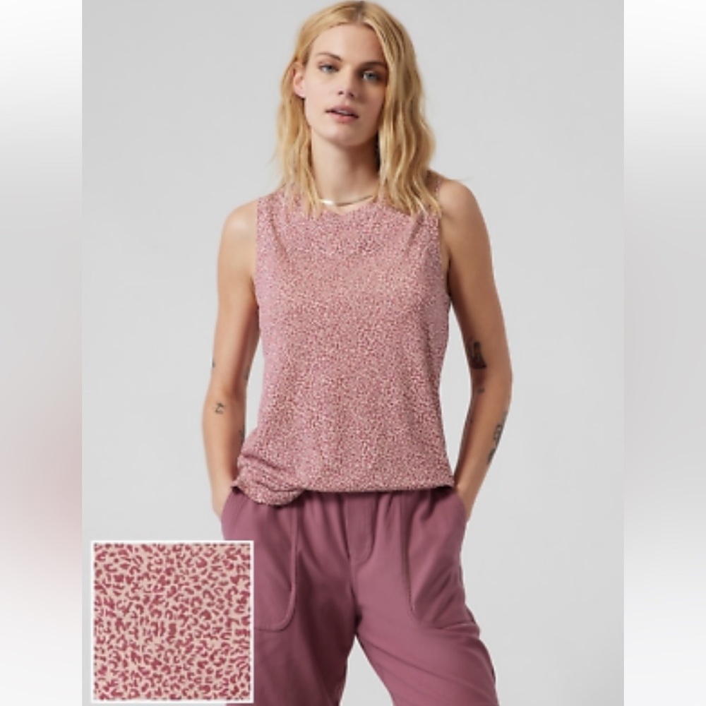 Athleta Breezy Tank, Micro Cheetah Bashful Rose, Size M Medium - Picture 1 of 7